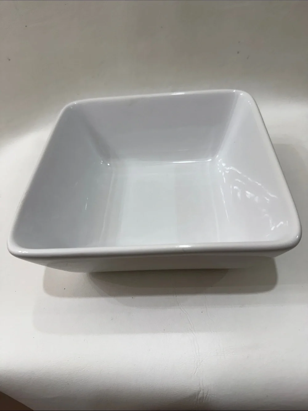 Pampered Chef White Square Ceramic 7 1/2 In Baking Serving Bowl Vintage Retired